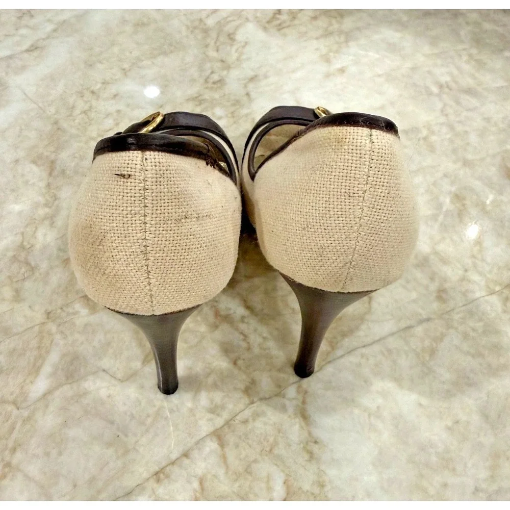 Steve Madden Lezlie Fabric Peep‎ Toe Sandals Buckle 4.25